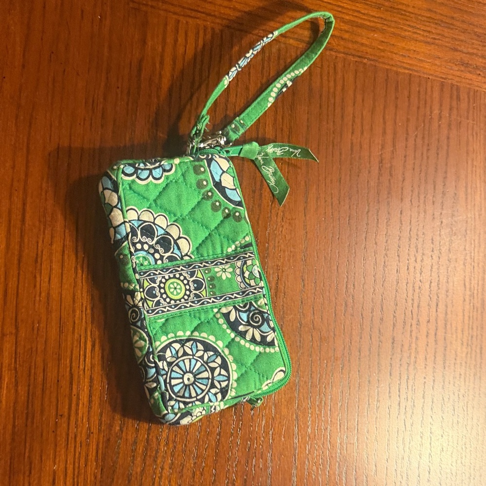 Vera Bradley Green and Blue Floral Wristlet